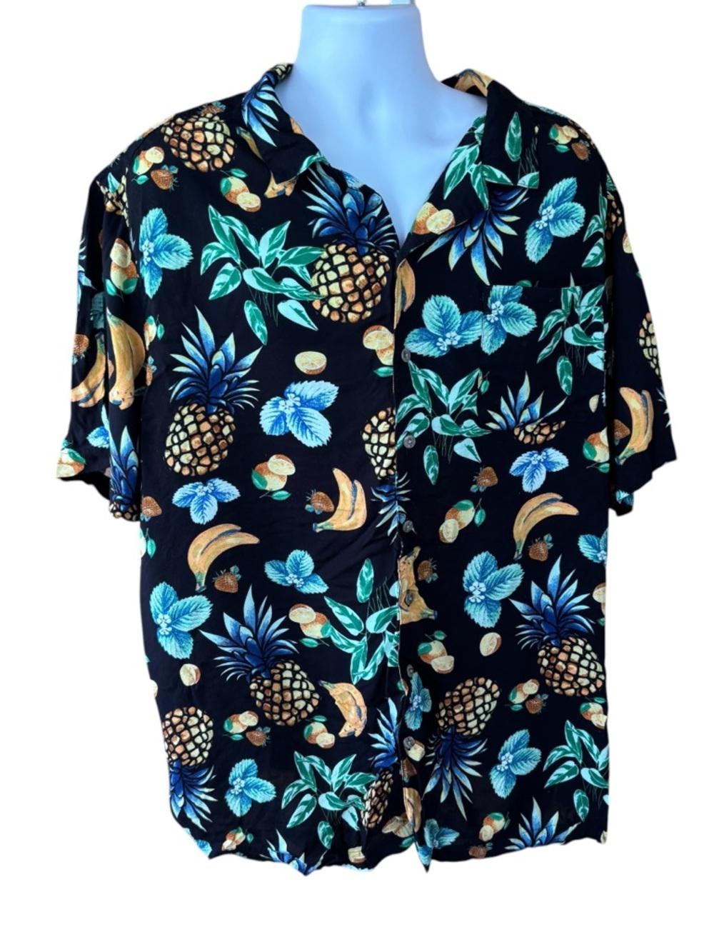 George Tropical Fruit Print Shirt, size 3X, fun, colorful, vacation, resort